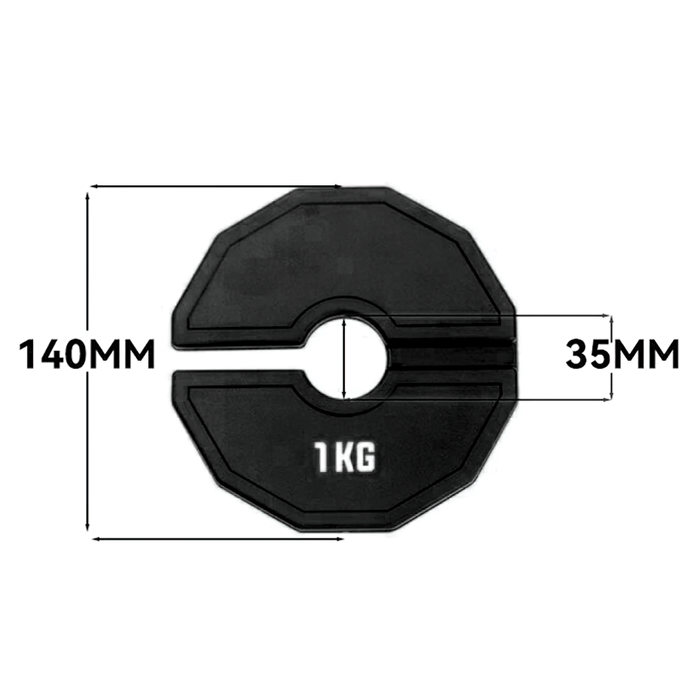 1kg black weight plate with 140mm diameter and 35mm width, perfect for precise strength training and easy identification, SF3396.