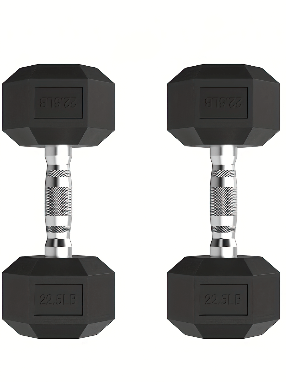 2pcs Hex Dumbbell Set with Rubber Coating and Knurled Steel Grip, perfect for strength training and home gym upgrades - SF2948