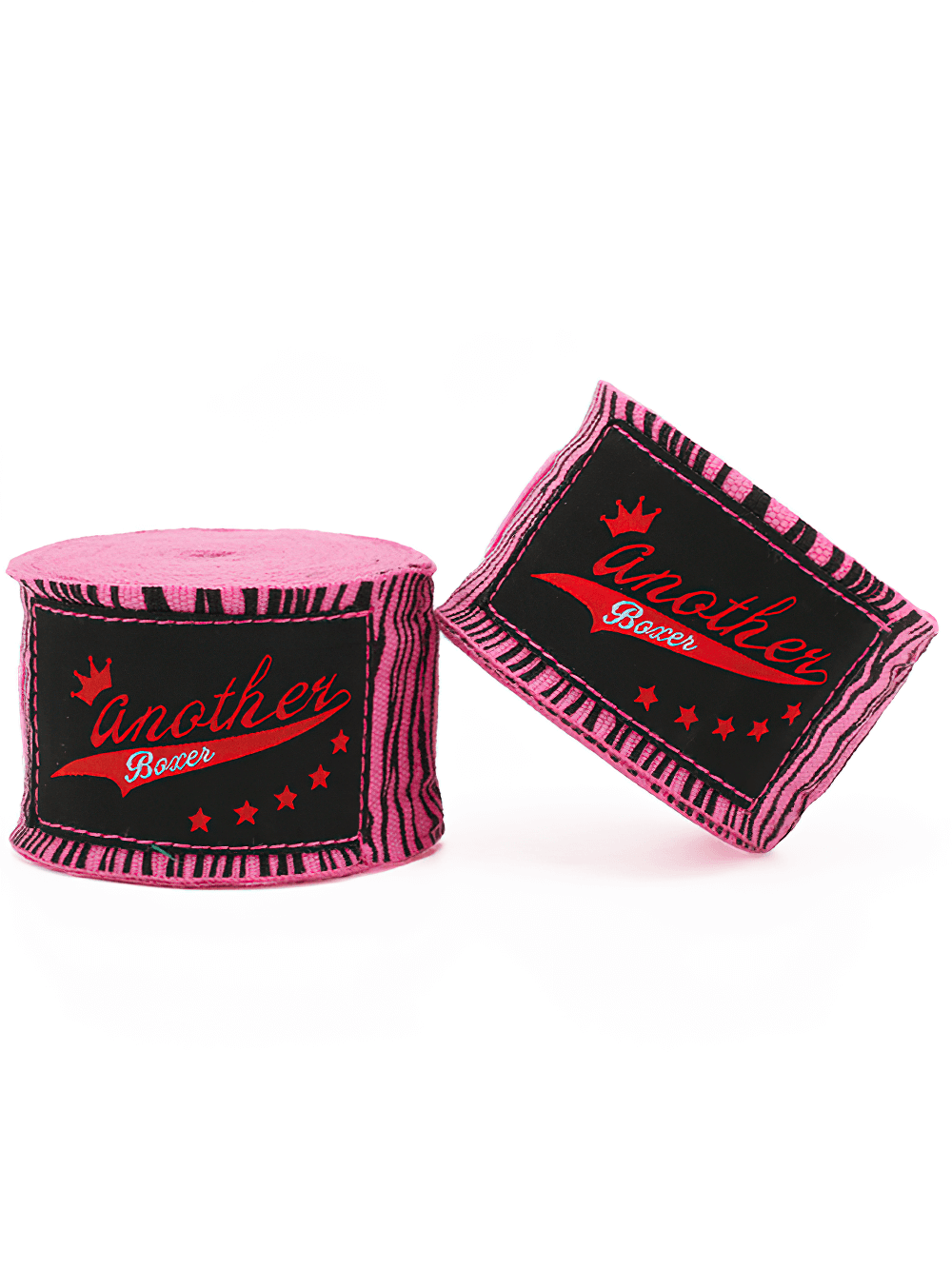 Pink breathable boxing wrist wraps with star design for MMA, Muay Thai, and kickboxing, featuring thumb loops and sweat-wicking fabric.