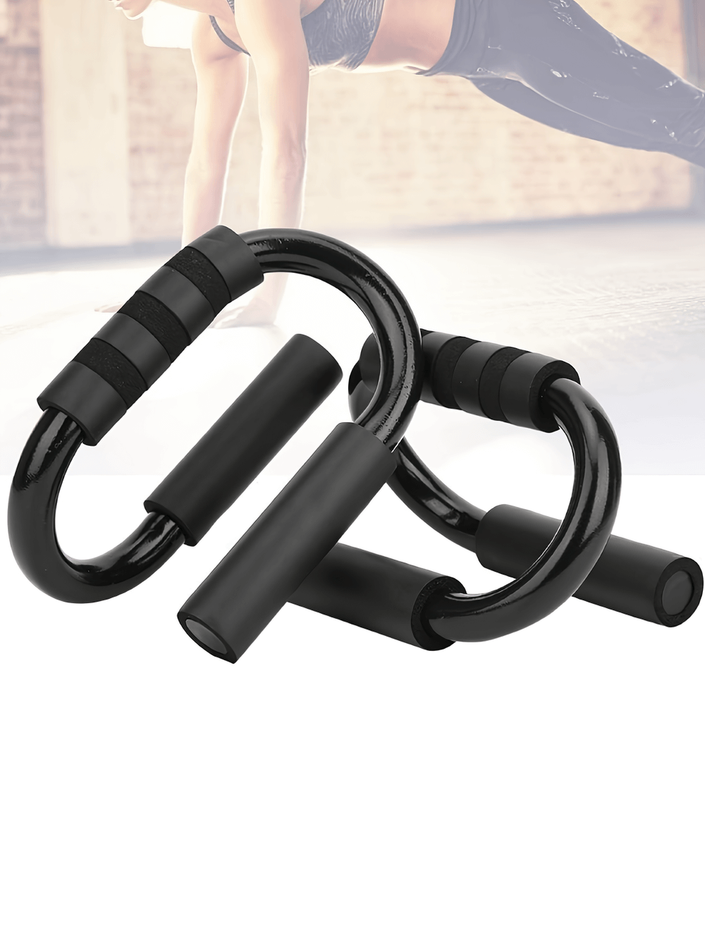 Durable stainless steel push-up bars for upper body strength training, slip-resistant and ergonomic design ideal for home workouts.