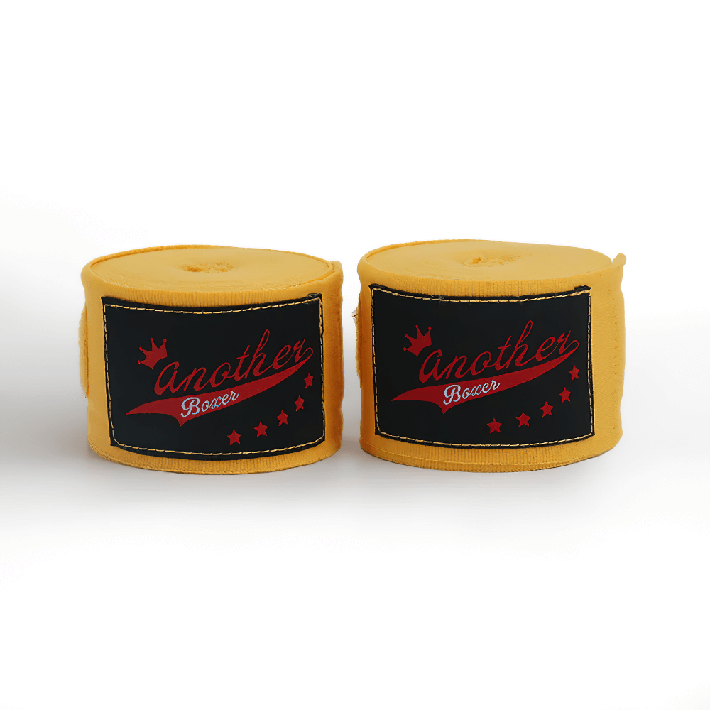 Yellow boxing wrist wraps 2pcs set, ideal for Muay Thai, MMA, and kickboxing. Durable protection for effective combat training SF3156.