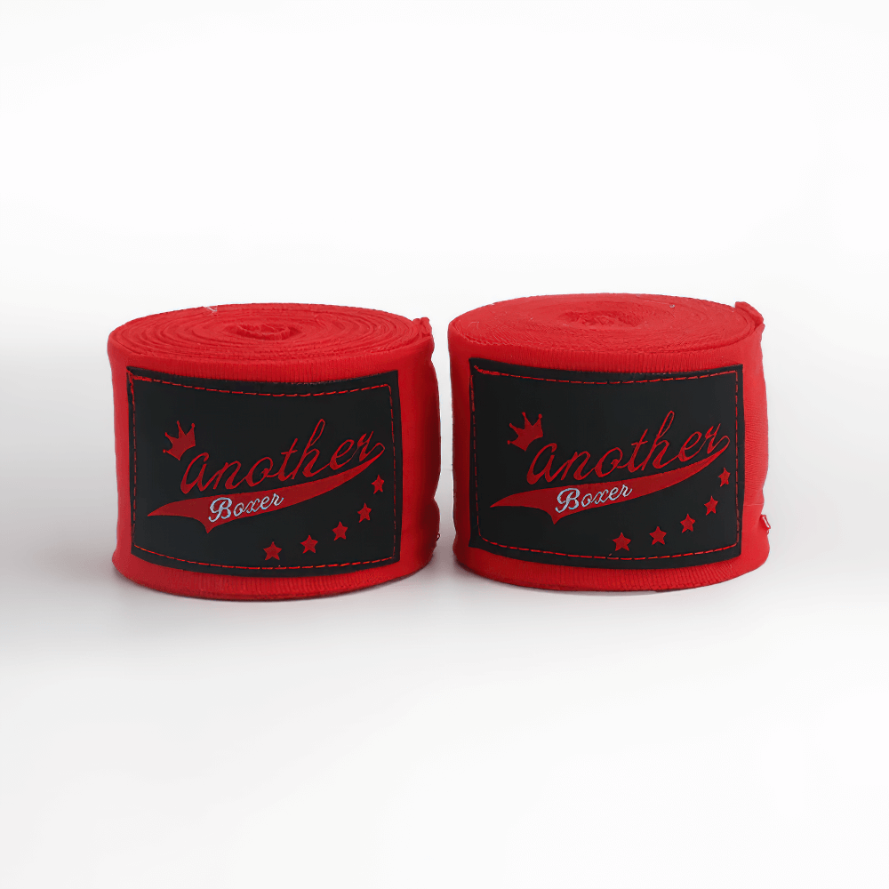 Red 2-piece set of boxing wrist wraps for Muay Thai and MMA with 'Another Boxer' branding, SF3156 model.
