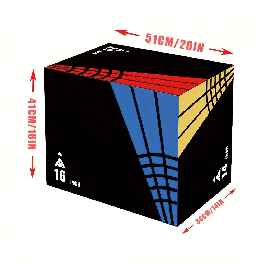 3-in-1 plyometric jump box for power training, featuring adjustable heights for gym workouts. Perfect for enhancing strength and agility.