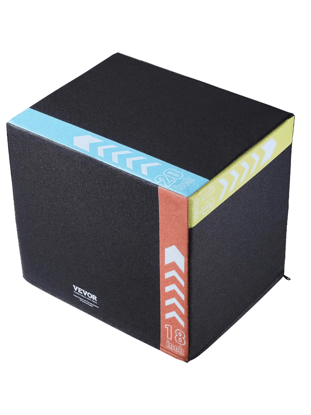 3-in-1 soft plyo box with color-coded heights for jump training; features an anti-slip surface and foam core for reduced joint stress.