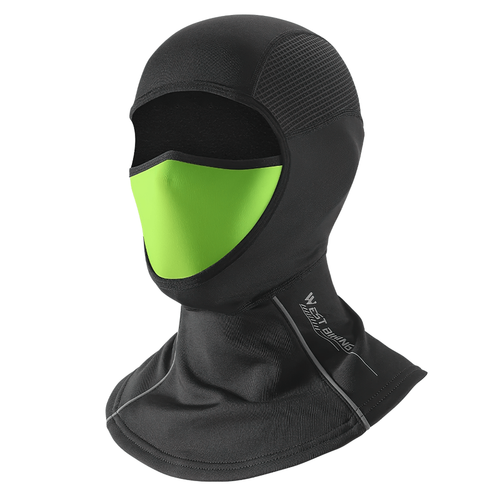 3-in-1 thermal balaclava with face mask and scarf featuring windproof design, extended neck protection, and reflective logos, SF2505 model.