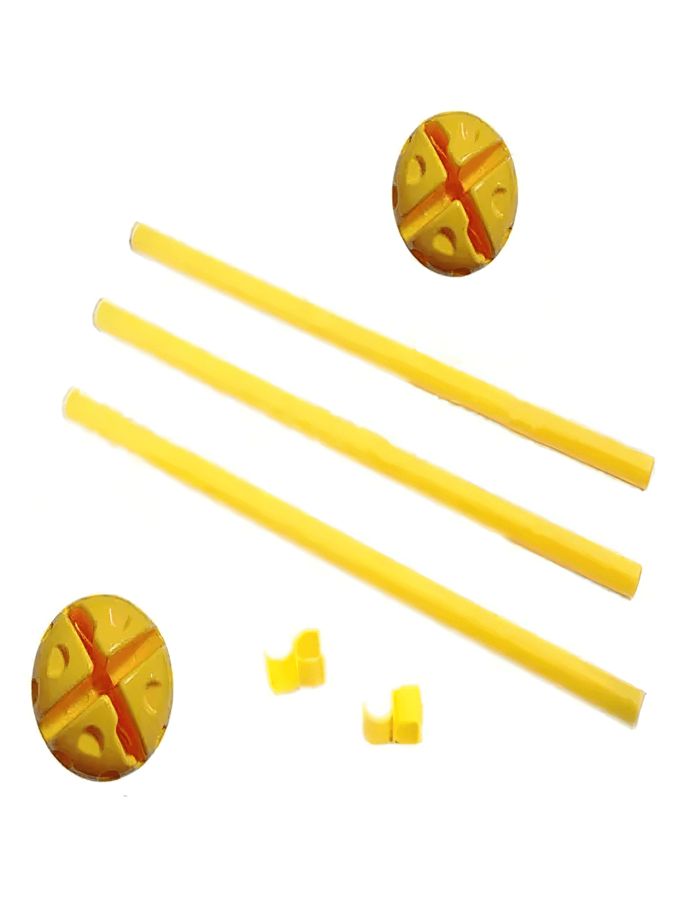 Yellow foldable agility poles with non-slip bases for soccer training, easy setup and storage, perfect for speed and marking drills.