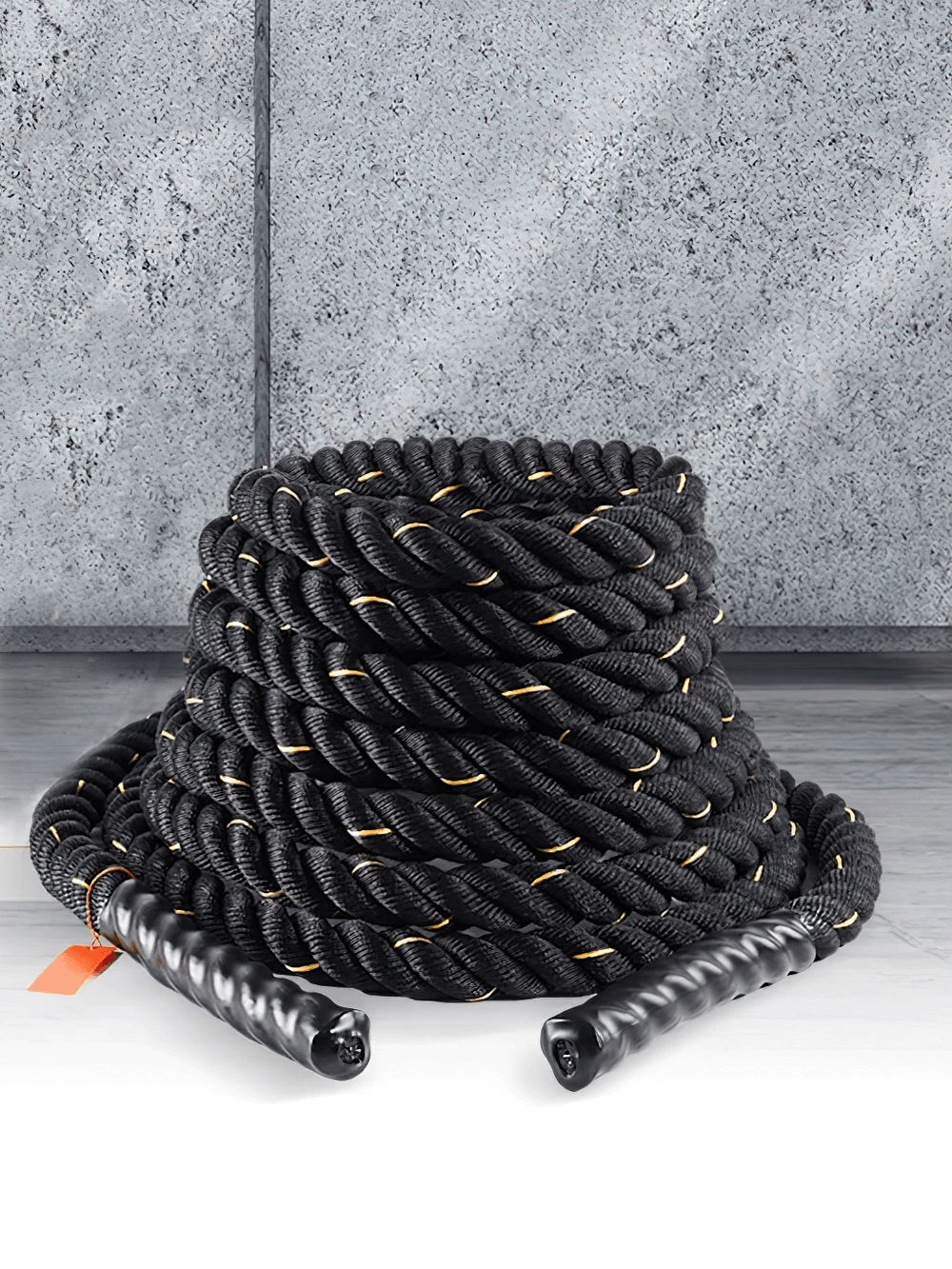 30 ft Heavy Weighted Battle Training Rope - SF3493 rolled and ready for cardio and strength workouts.