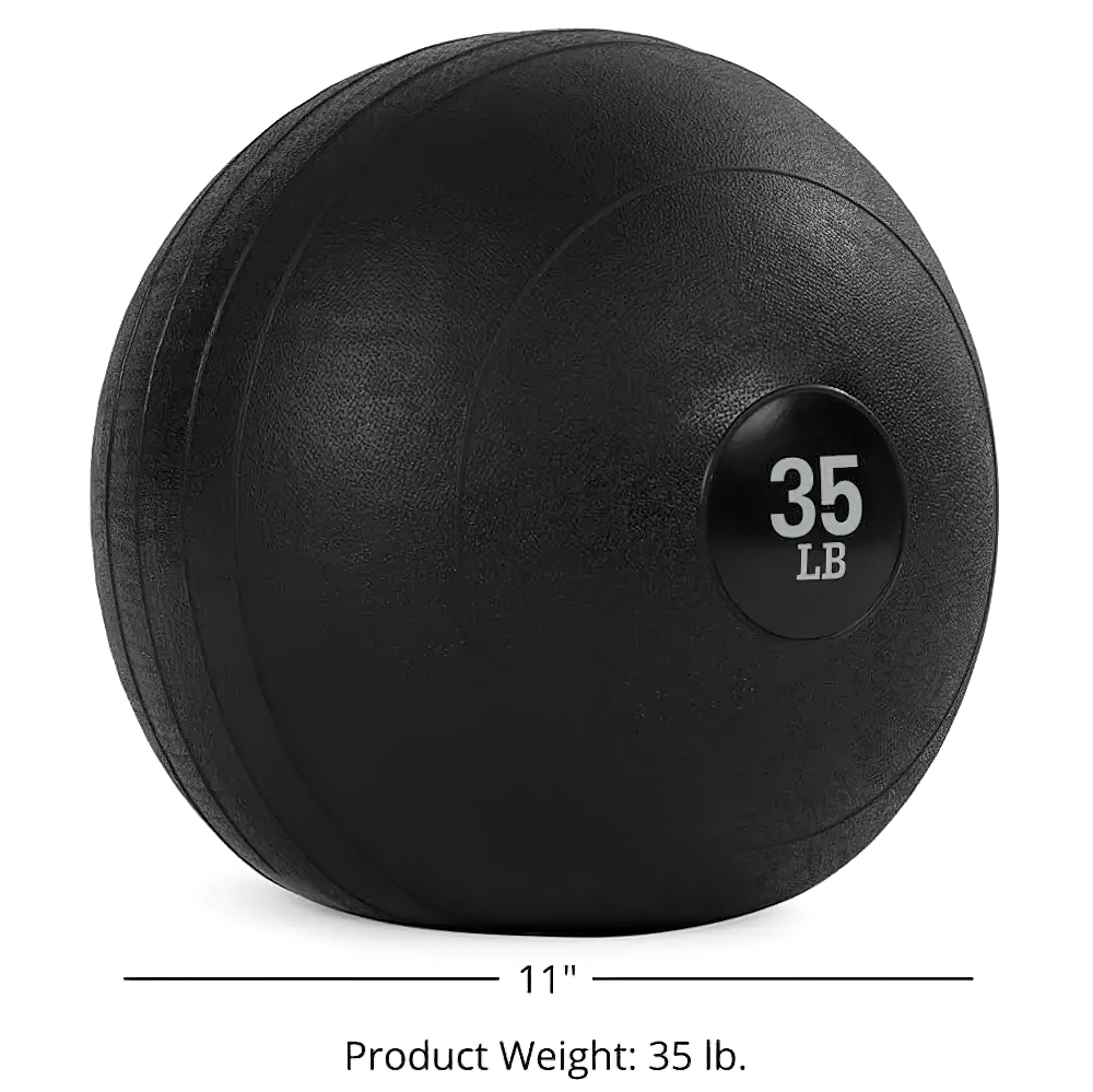 35 LB rubber slam ball for cross-training, strength, and conditioning with textured surface for secure grip, black, model SF3366