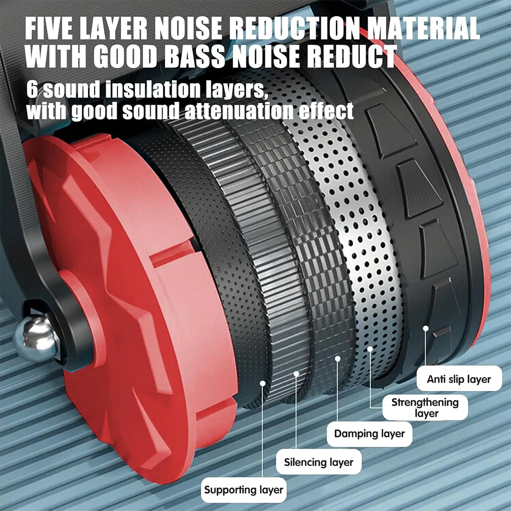 Close-up of 360° rotating ab roller wheel with five-layer noise reduction material and ergonomic design for home gym workouts.