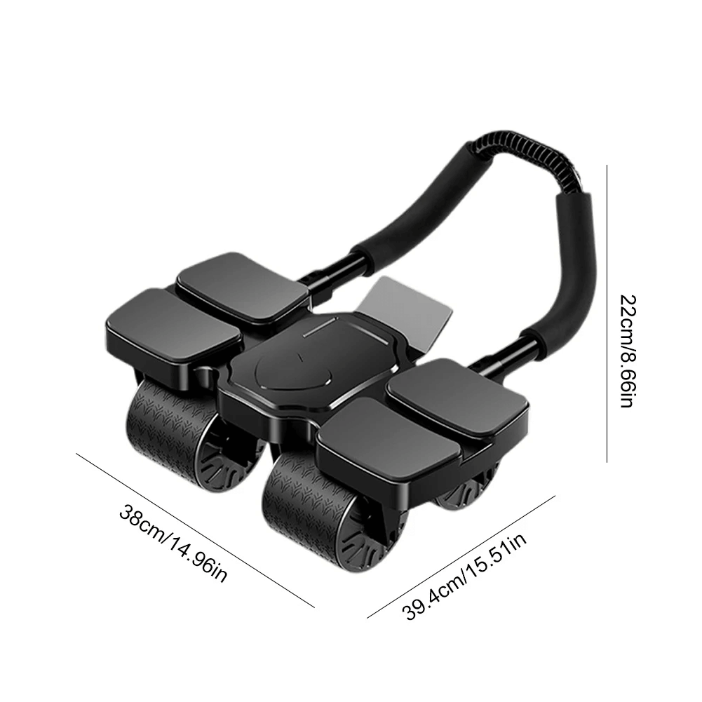 Adjustable 4-wheel ab roller for home gym workouts, featuring ergonomic handles for core strength training and stability.