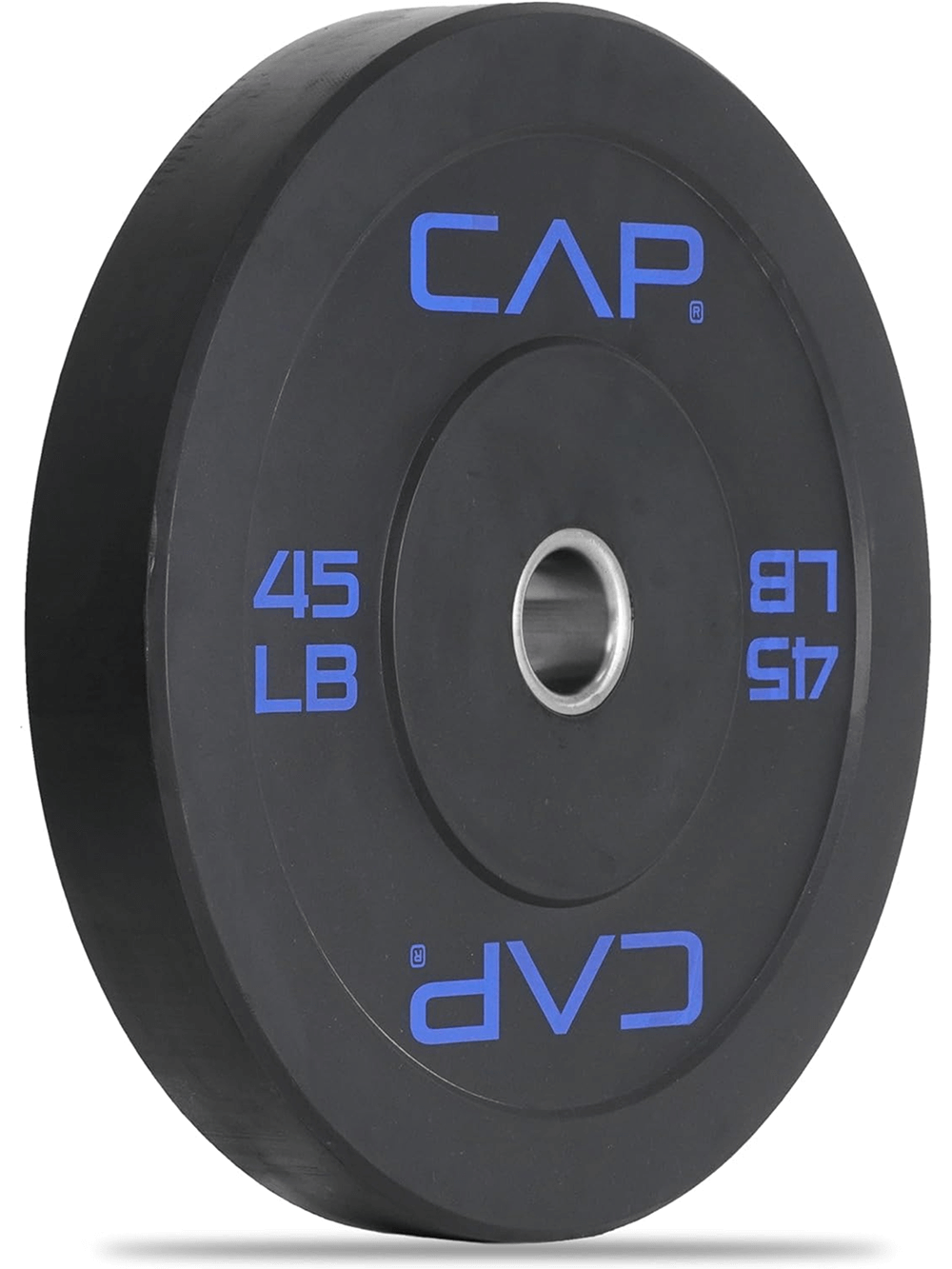 45 LB rubber bumper plate with steel hub for weightlifting, noise reduction, and floor protection