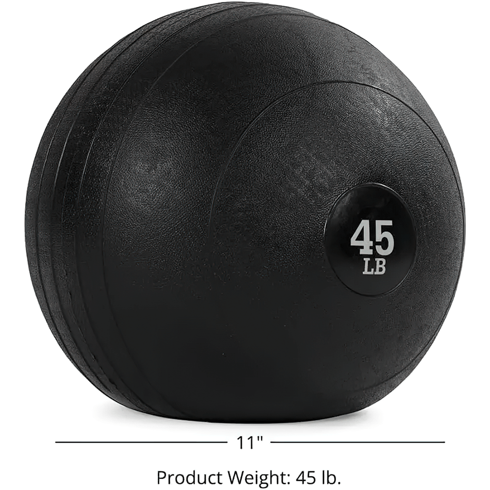 45LB Slam Ball with textured surface for strength and conditioning, minimal bounce design, ideal for intense workout routines.