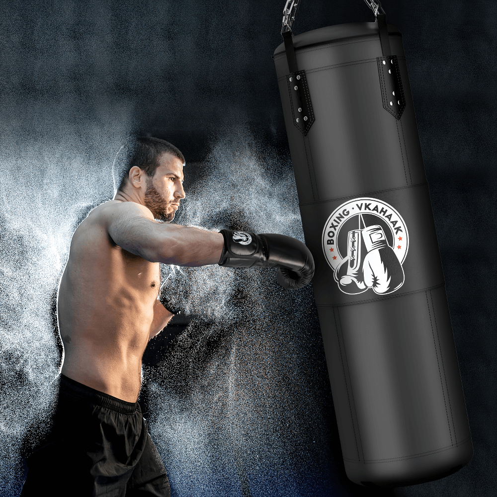 4FT Hanging Punching Bag Set with gloves, ideal for boxing and MMA training; durable PU leather and shock-absorbing design.