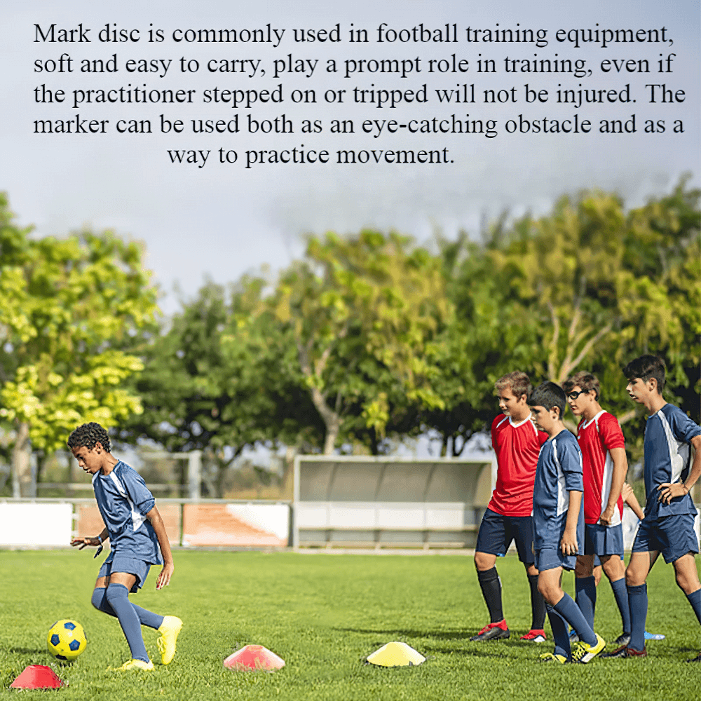 Kids training with colorful agility cones on a field, enhancing footwork and speed in football drills.
