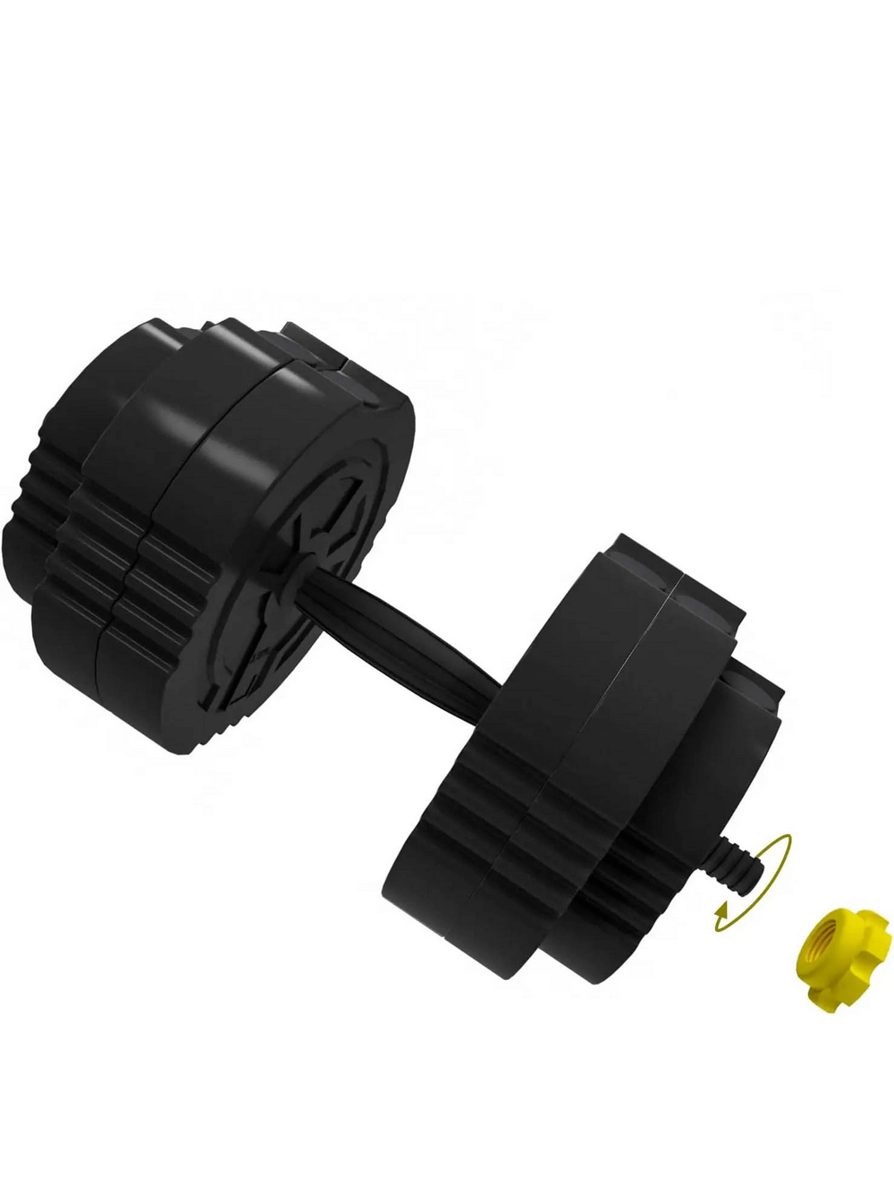 55LB adjustable dumbbell showing spin-lock design, ideal for home gym workouts with easy weight adjustments and non-slip handle.