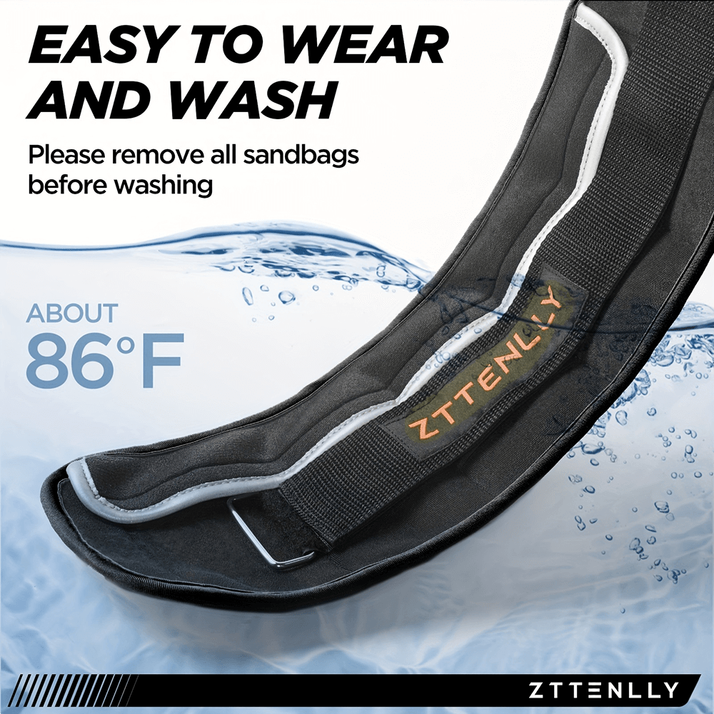 Adjustable ankle weight with secure strap, ideal for strength training and toning. Easy to wash at 86°F with sandbags removed.