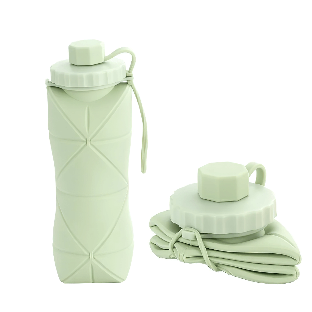 600ml Foldable Silicone Water Bottle for Gym - SF3486, portable and collapsible for travel and sports use.