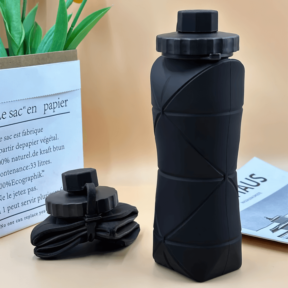 600ml Foldable Silicone Water Bottle for Gym - SF3486, portable and collapsible, perfect for outdoor sports and travel.