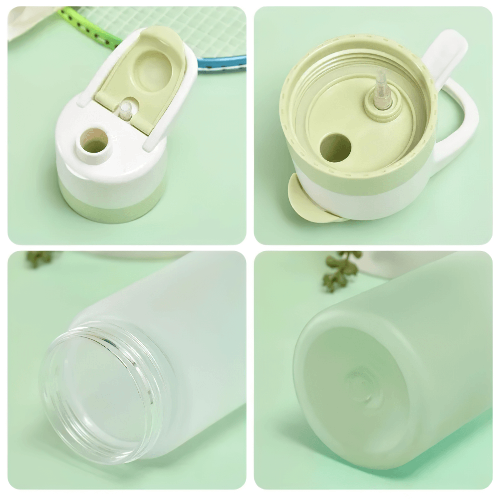 Close-up of 650ml Spray Water Bottle for Outdoor Activities - SF3492, featuring mist spray function and leakproof design