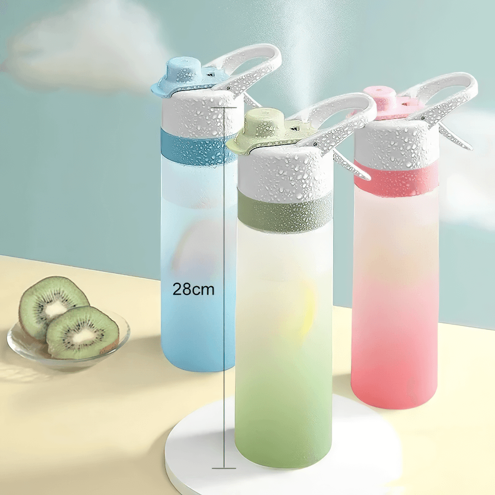 Colorful 650ml Spray Water Bottle for Outdoor Activities - SF3492 with mist feature and leakproof lid, perfect for fitness and travel.