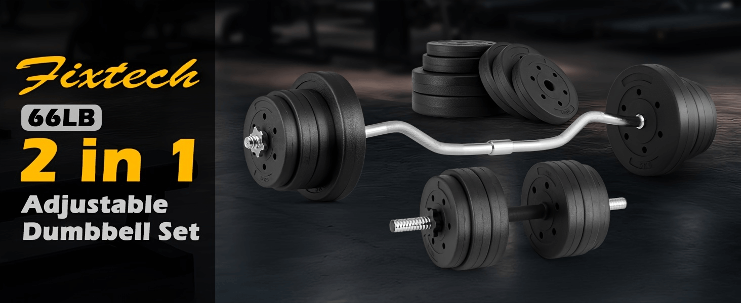 66LB adjustable dumbbell and barbell set SF2917 with spin-lock system for versatile strength training and muscle-building workouts.