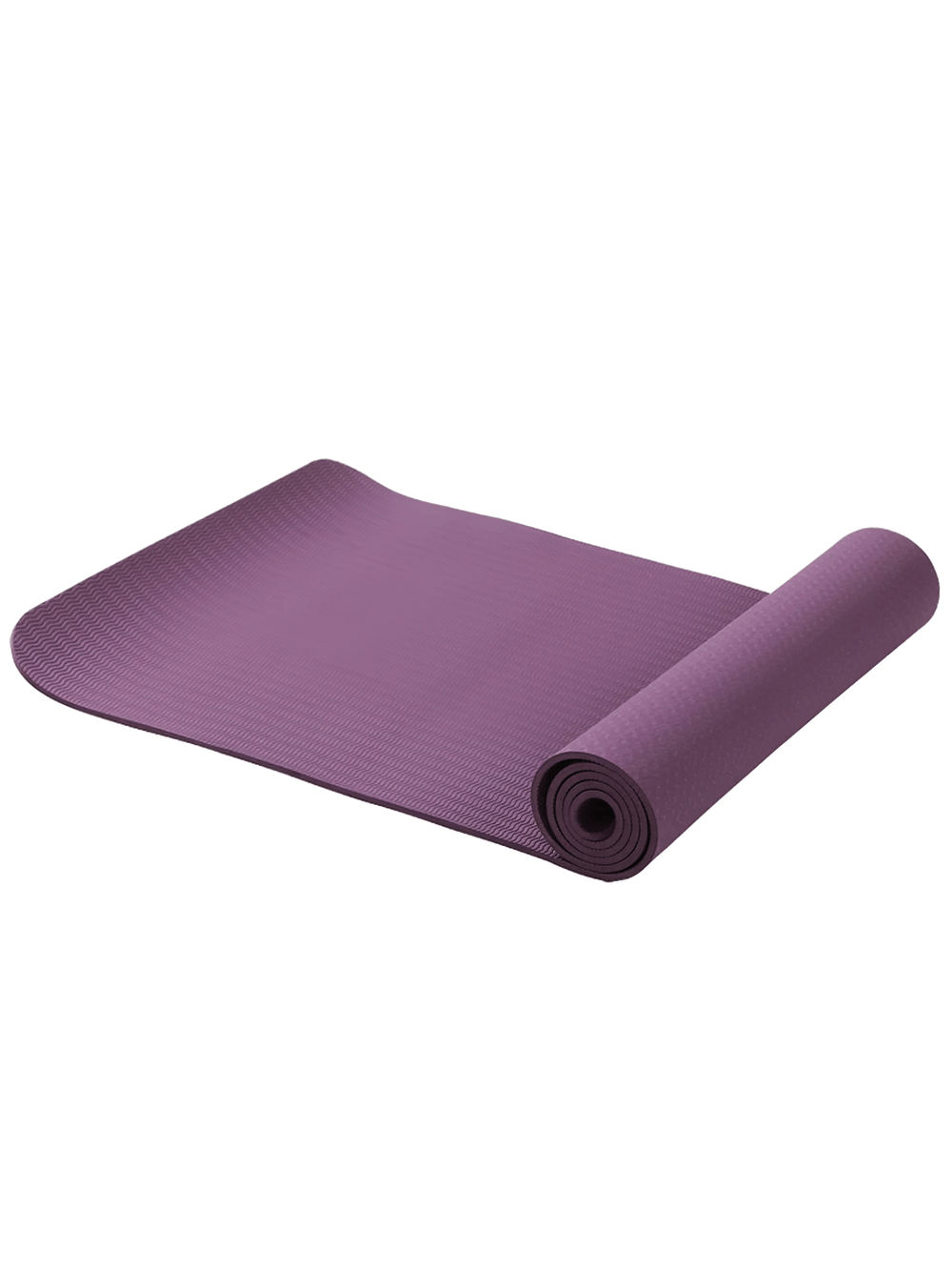 Purple 6mm EVA foam yoga mat, non-slip and foldable, ideal for gym and travel workouts.