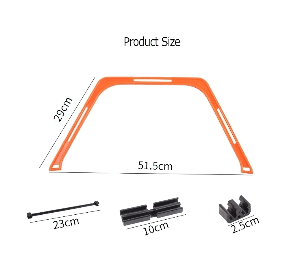 Dimensions of modular hexagonal hurdle and connectors for agility training, including 51.5cm hurdle and various connectors.
