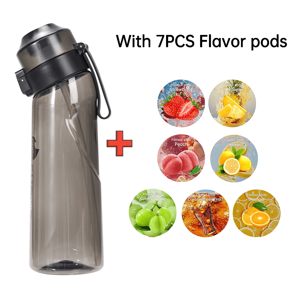 7-Flavor Pods Water Bottle with Straw, Perfect for Sports and Outdoor Activities, Includes Lemon, Peach, and More Flavors - SF3071