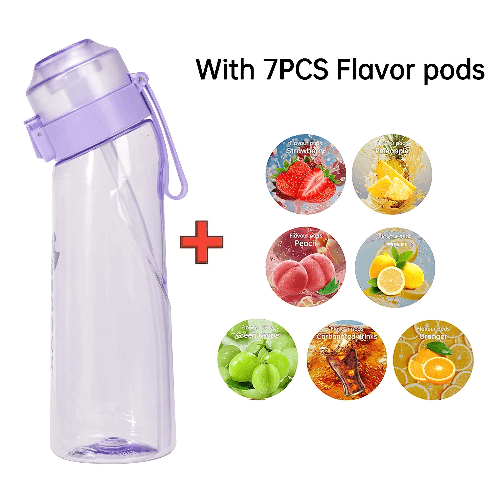 7-Flavor Pods Water Bottle with Straw and Assorted Pods for Active Hydration