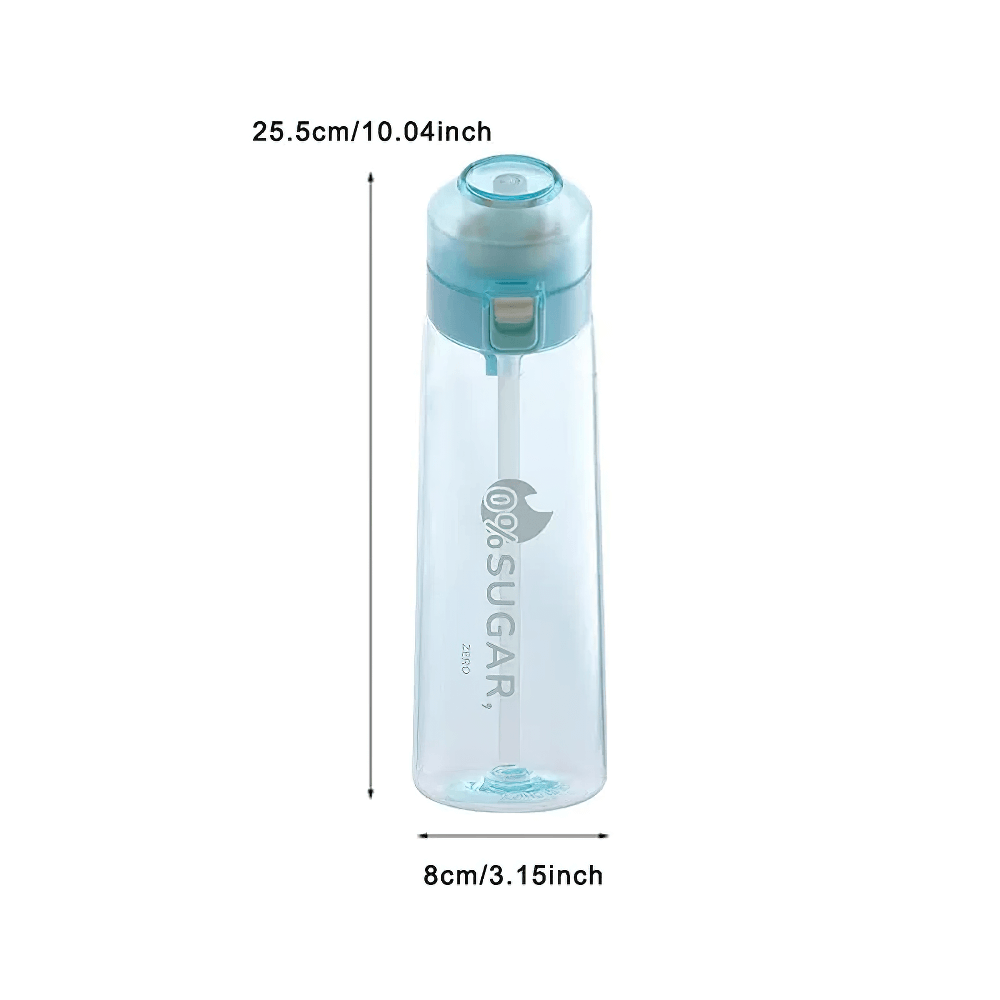 7-Flavor Pods Tritan Water Bottle with Straw, 25.5cm tall, 0% Sugar, perfect for hydration during sports and active lifestyles.