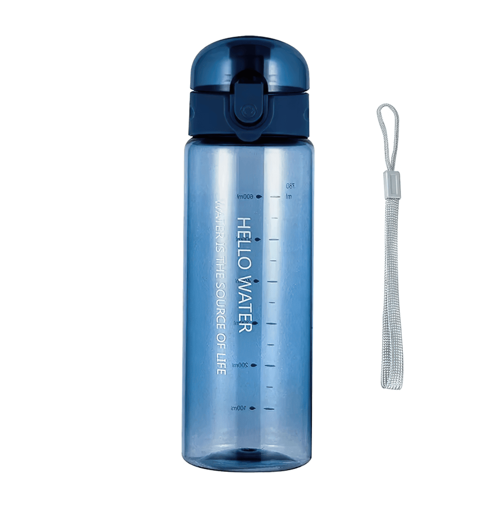 780ml sporty reusable water bottle with time marker SF3058 in blue, perfect for hydration and eco-friendly use.