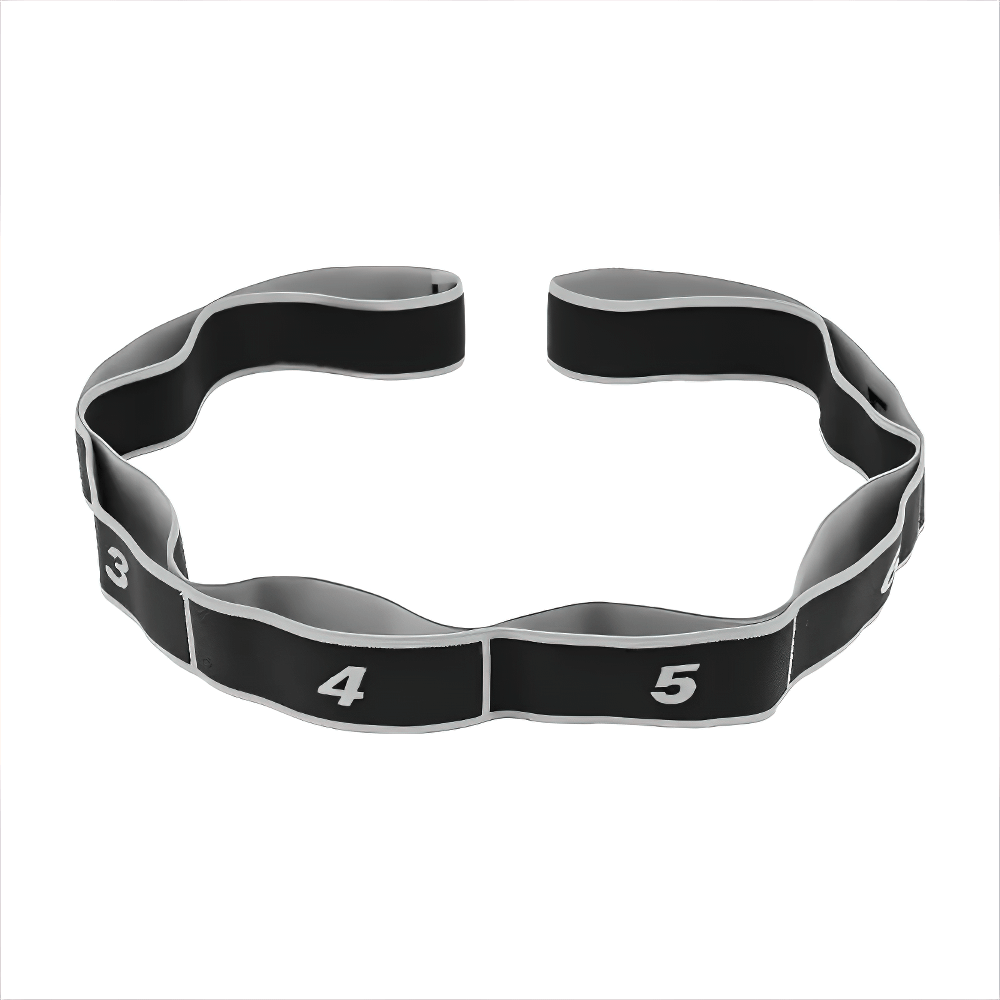 8-section resistance stretch band for dance, yoga, and Pilates, numbered loops for adjustable tension, ideal for flexibility and strength training.