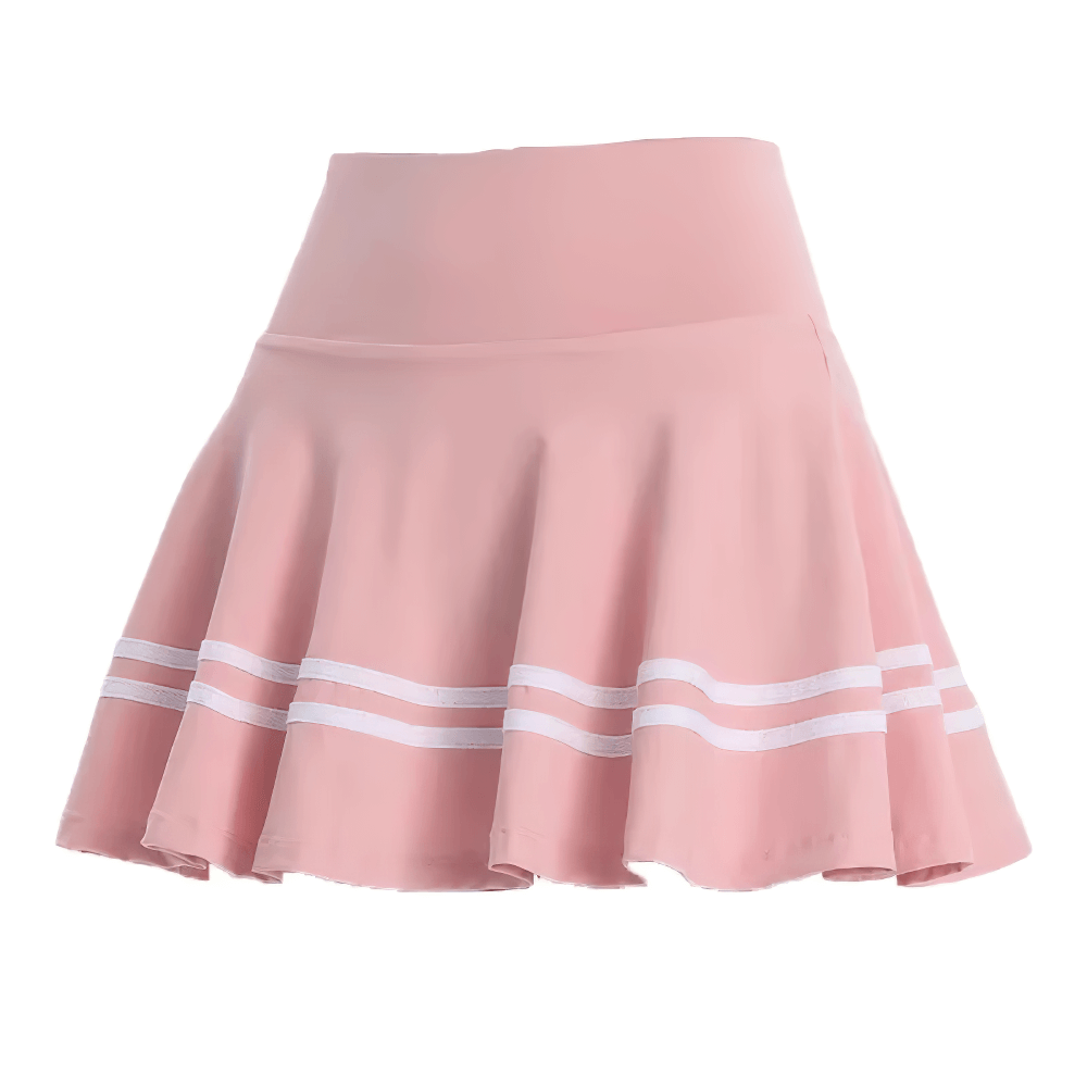 Alt Tag: A-Line Athletic Skater Skirt for Yoga and Running - SF4392 pink high-waist tennis skort, quick-dry flared A-line mini skirt