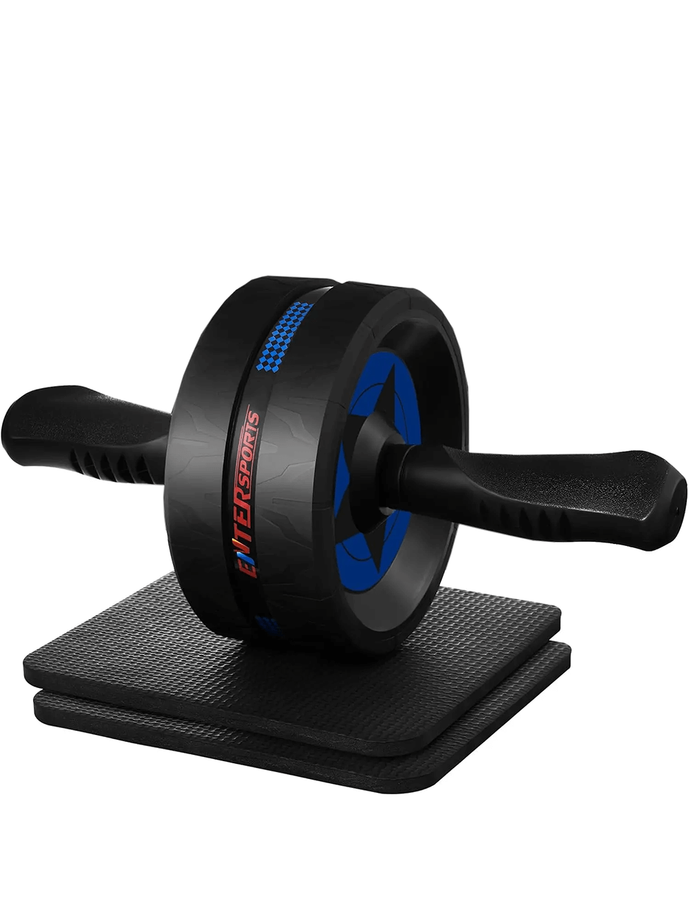 Ab Roller Wheel with two knee pads for core training and home workouts, SF3255 black and blue fitness equipment.