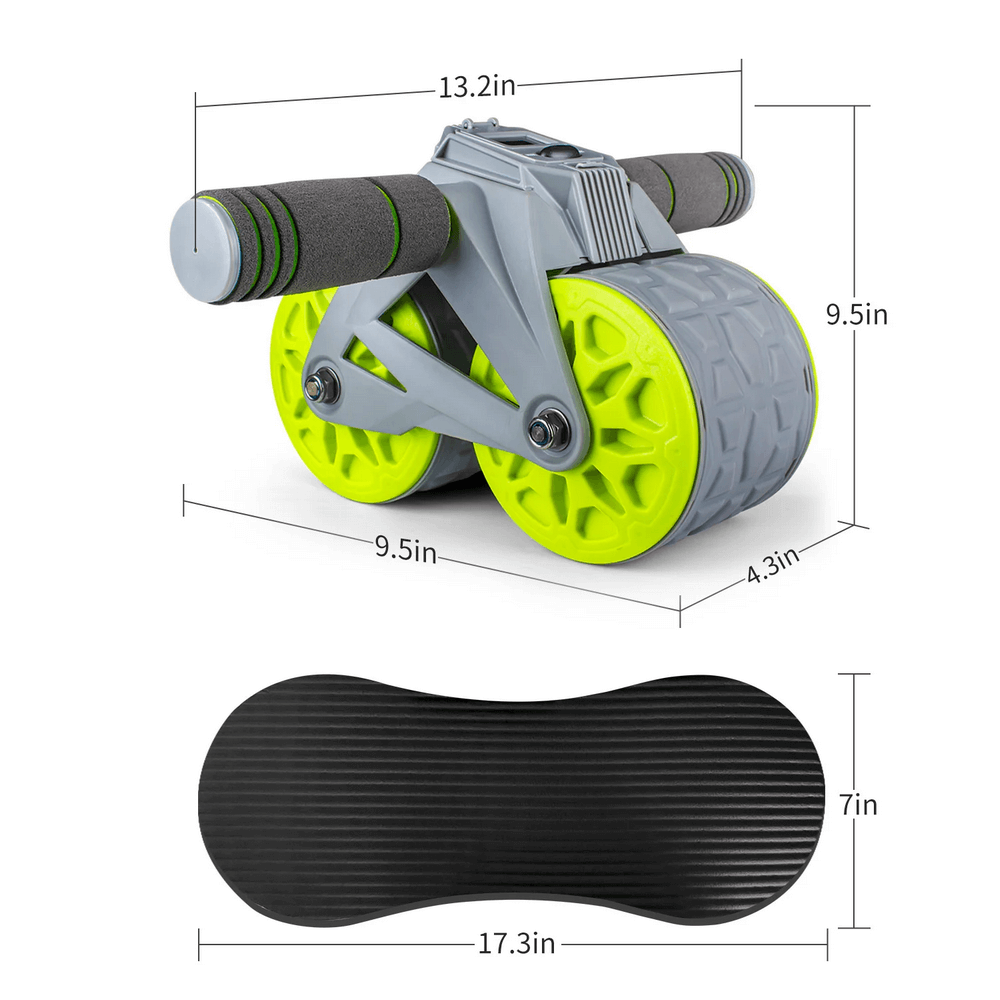 Ab Roller Wheel with Auto Rebound and Knee Pad SF3363 featuring dual wheels, foam grips, and intelligent display for core workouts.