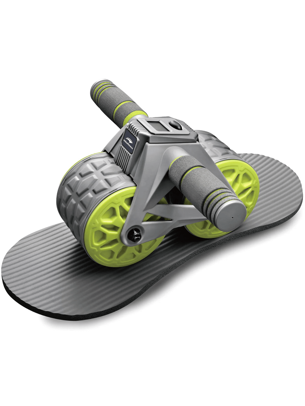 Ab Roller Wheel SF3363 with auto rebound and knee pad, dual-wheel design, foam grips, and display for enhanced core training.
