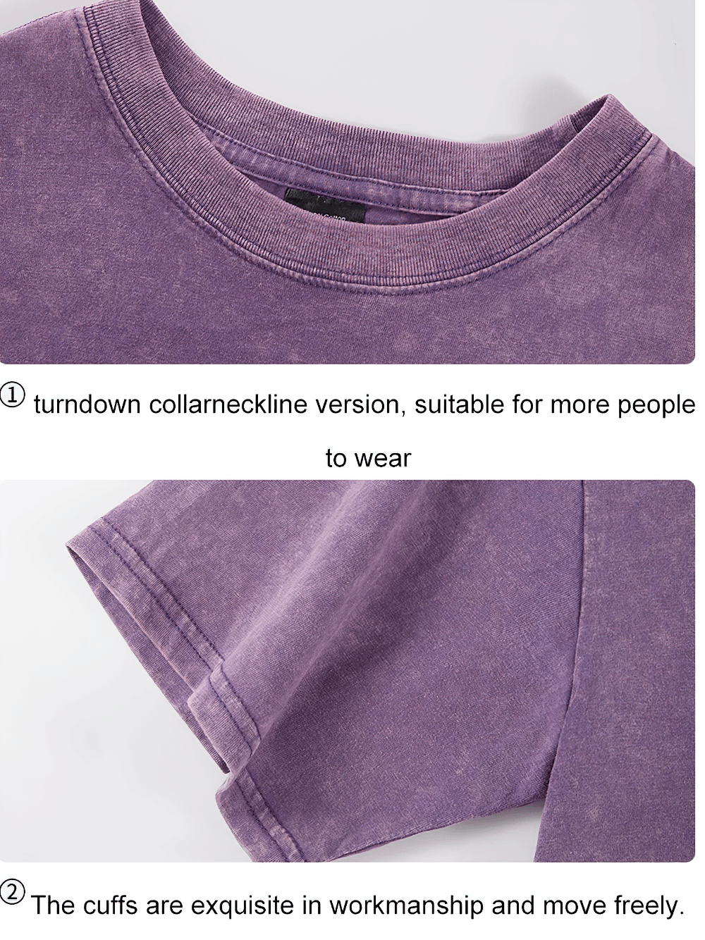 Acid Wash Distressed Oversized Solid Color T-Shirt - SF4755 featuring a turndown collar and exquisite cuff workmanship.