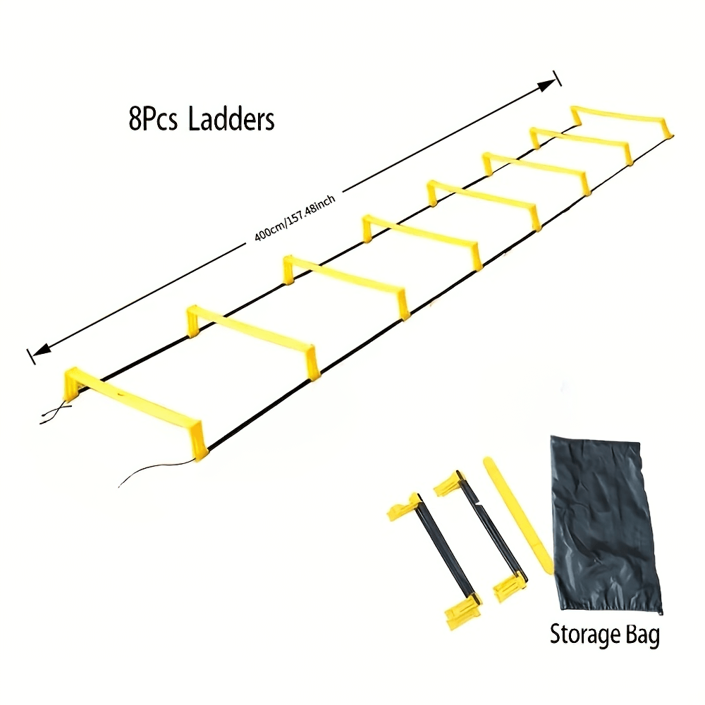 Adjustable agility ladder set for speed training with 8 ladders and storage bag, perfect for improving coordination and footwork in sports.