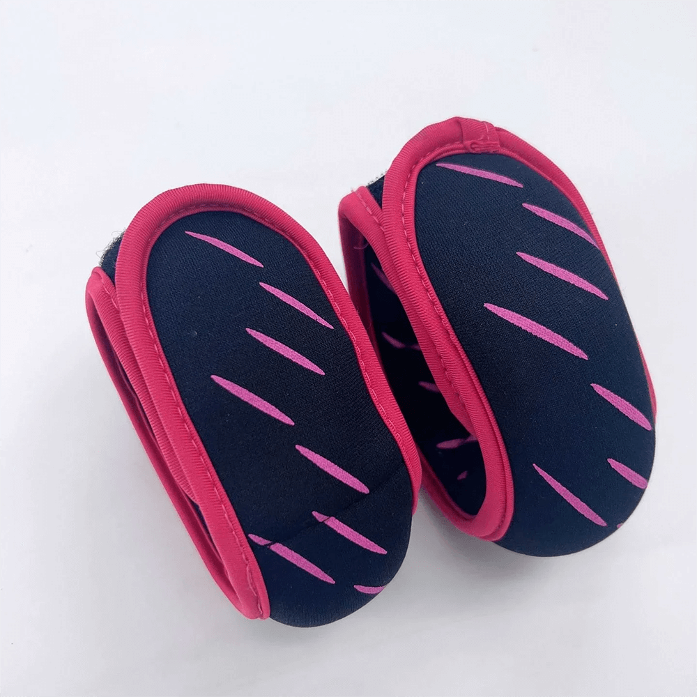Adjustable pink and black sandbag ankle and wrist weights SF3360 for fitness and exercise, 1kg per pair, with secure strap.