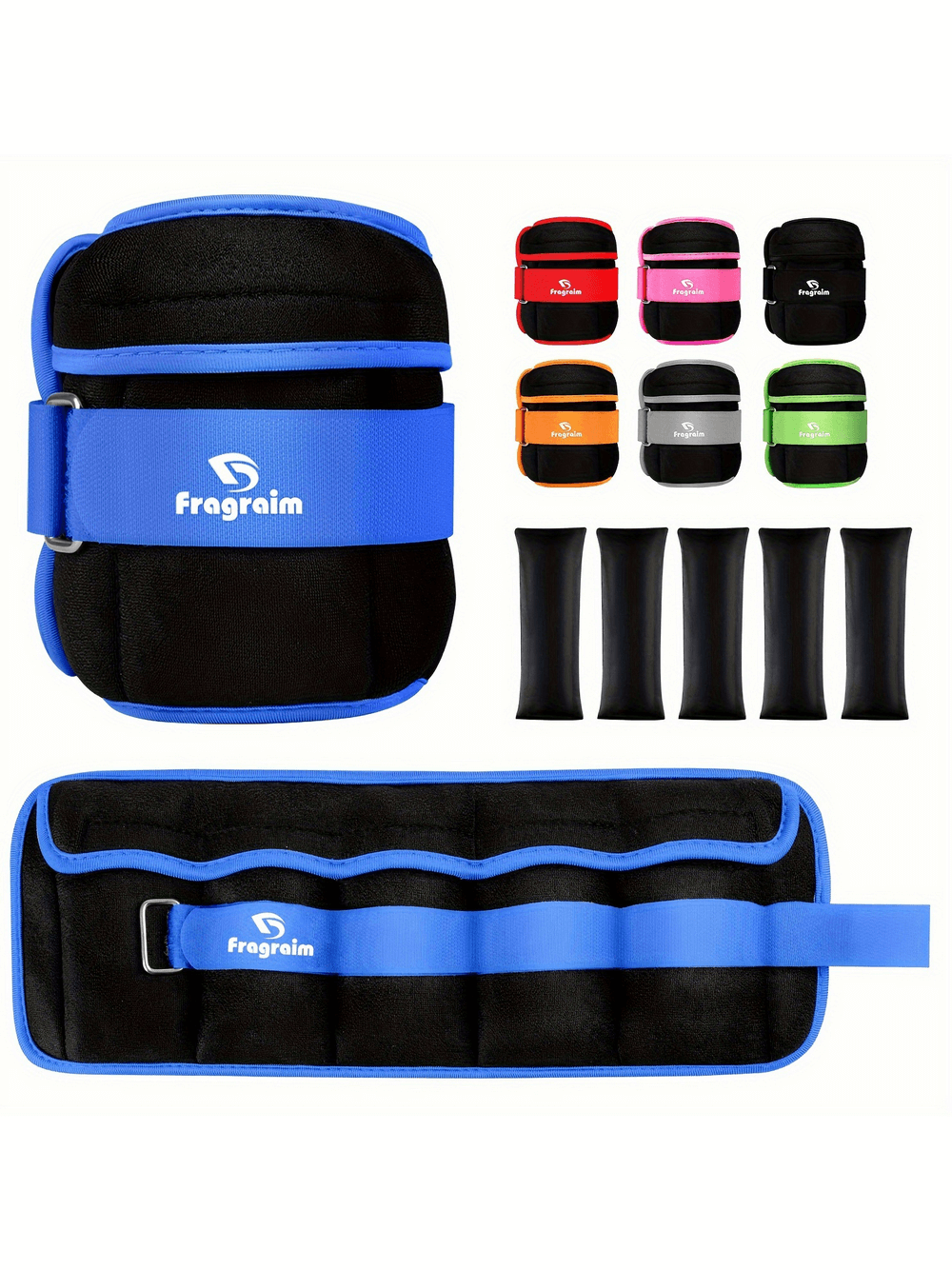 Colorful adjustable ankle and wrist weights with removable inserts for customized workouts, ideal for gymnastics and strength training.