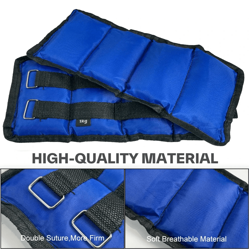 Blue adjustable ankle and wrist weights with velcro straps for training and resistance workouts, high-quality material, SF3308.