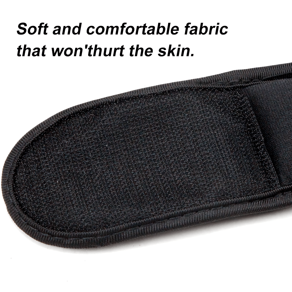 Close-up of adjustable silicone ankle and wrist weights showing soft, skin-friendly fabric with text 'Soft and comfortable fabric that won't hurt the skin'.