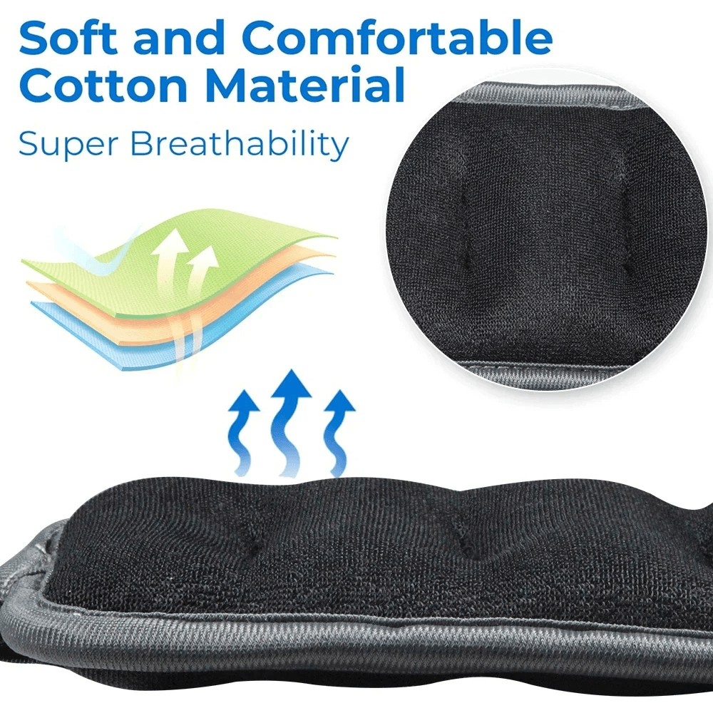 Close-up of black adjustable ankle weights showcasing breathable cotton material for comfortable workouts.