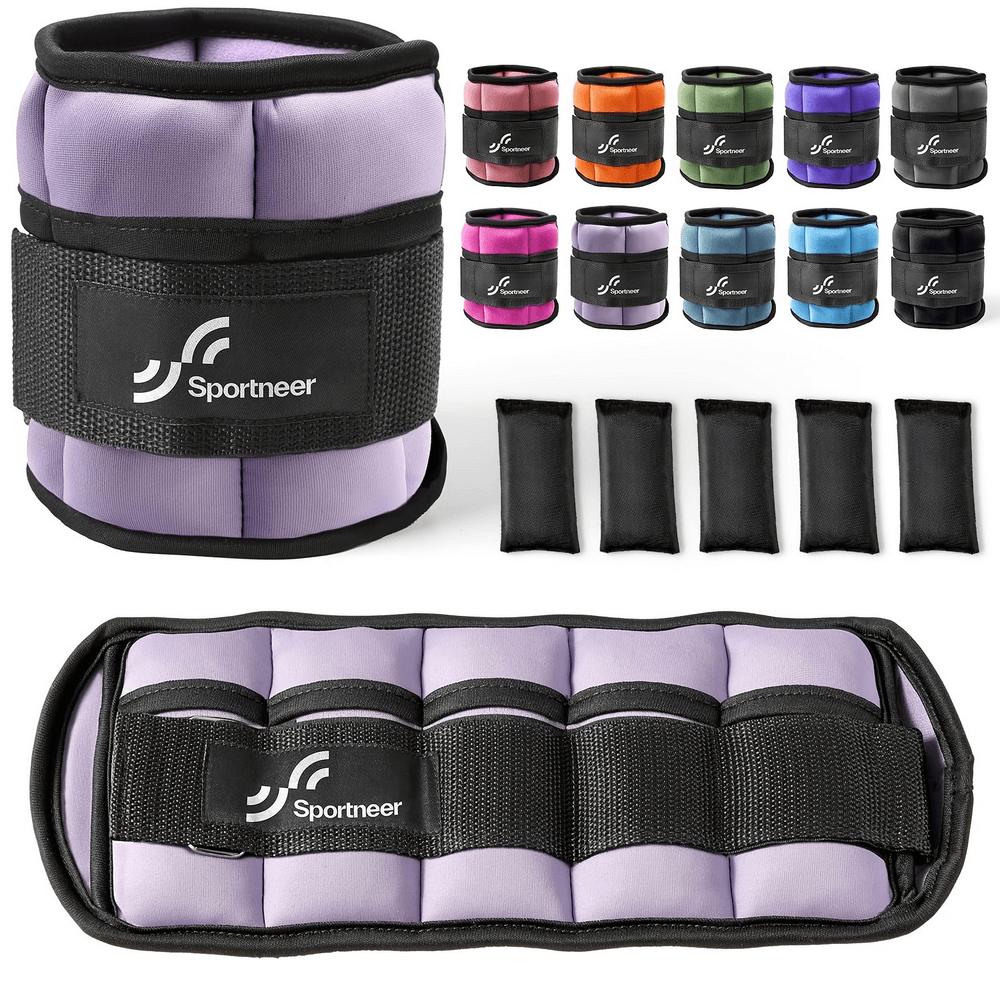 Colorful adjustable ankle weights set SF2910 for strength training, featuring multiple vibrant options and secure Velcro straps.