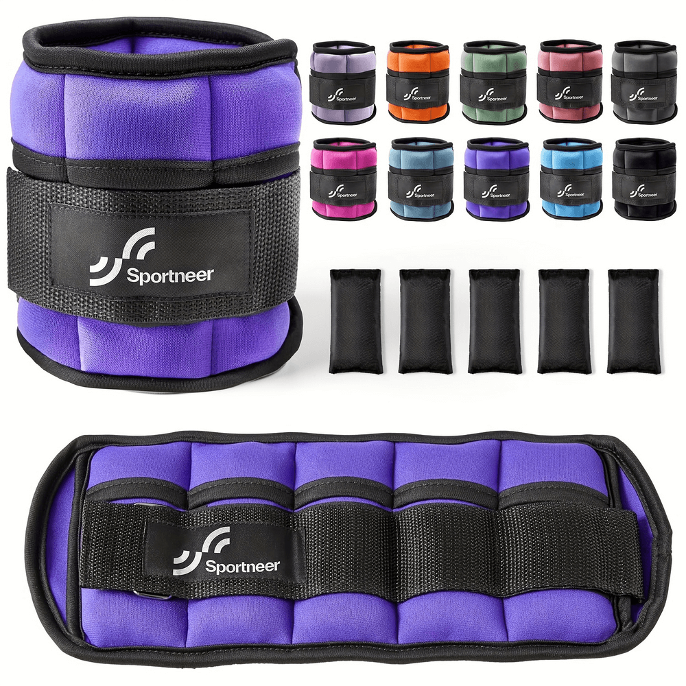 Adjustable ankle weights set for strength training, model SF2910, in vibrant colors with detachable weight bags for versatile workouts.