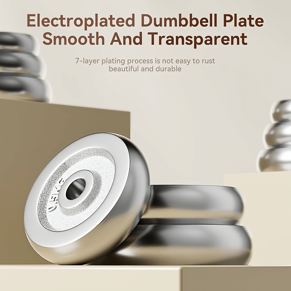 Electroplated dumbbell plate with smooth, rust-resistant finish, showcasing durability and strength for versatile workouts.