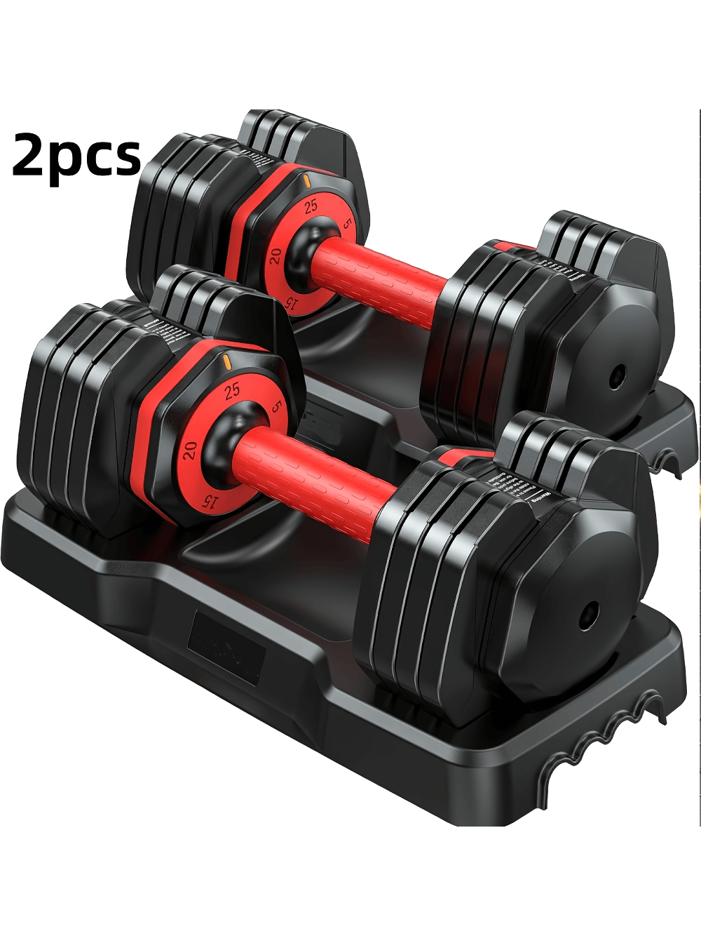 Adjustable Dumbbell Set 2PCS with Anti-slip Grip, Quick-Adjust Design for Versatile Home Gym Workouts, Black and Red