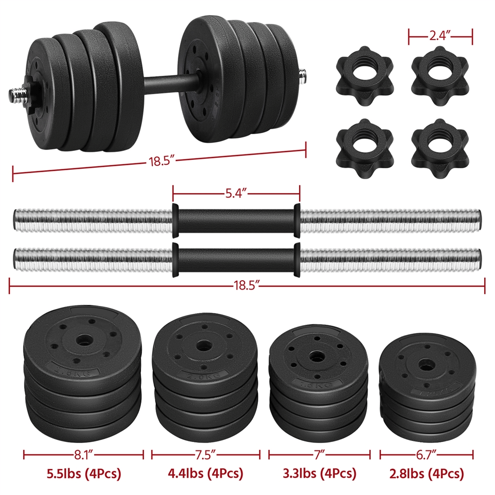 Adjustable dumbbell set SF2934 with weight plates, locking collars, and rods for home gym strength training and muscle building.