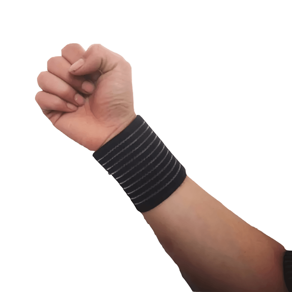 Alt Tag: Adjustable Elastic Sports Wristband Brace Wrap - SF3171 providing wrist support for fitness and training workouts.
