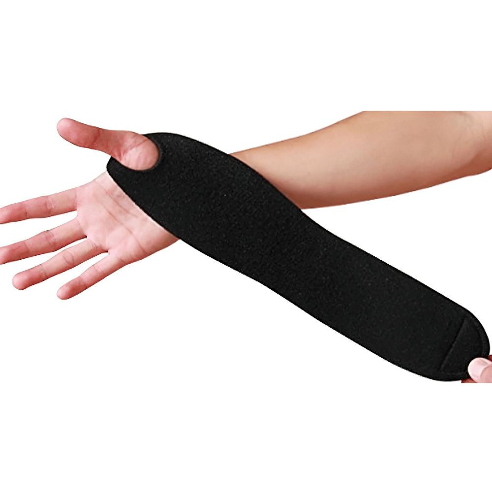Adjustable gym wrist support brace, SF3158. Black sports wristband for carpal tunnel, training, and combat sports protection.